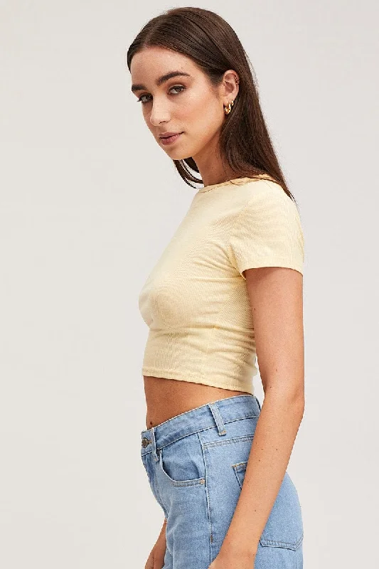 Beige T Shirt Short Sleeve Crew Neck