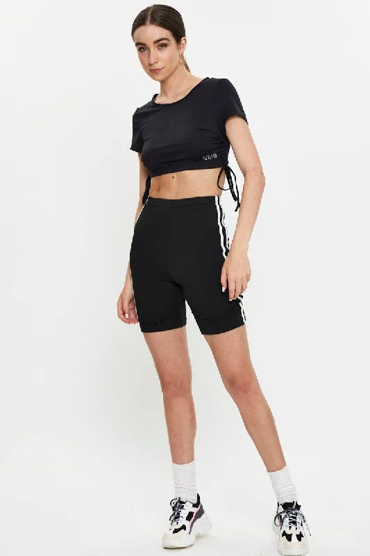 Black Drawstring Activewear T Shirt