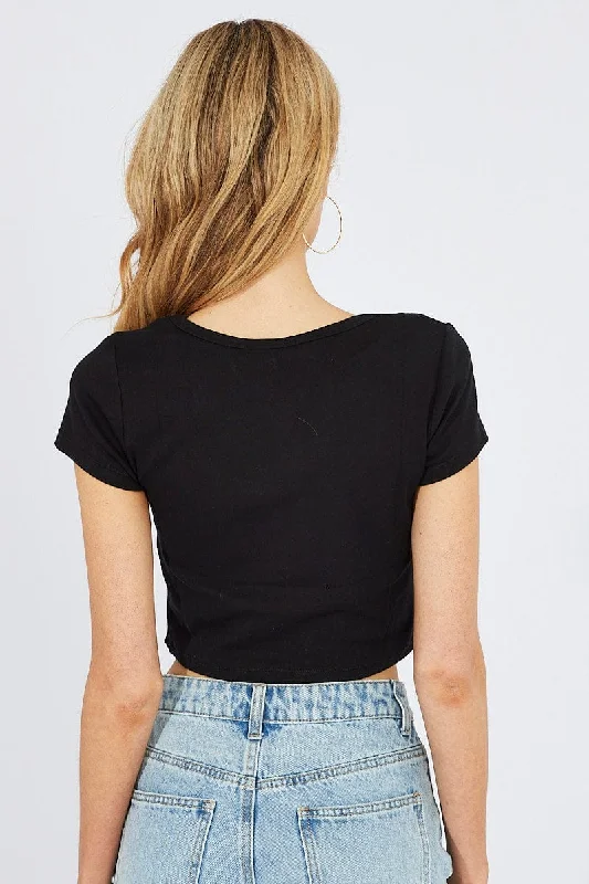 Black T Shirt Short Sleeve Scoop Neck