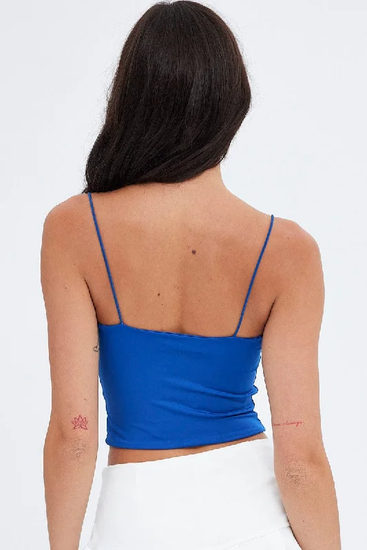 Blue Crop Singlet Top