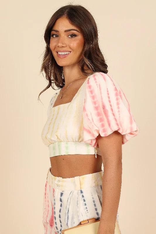 Bradley Puff Sleeve Cropped Top - Multi