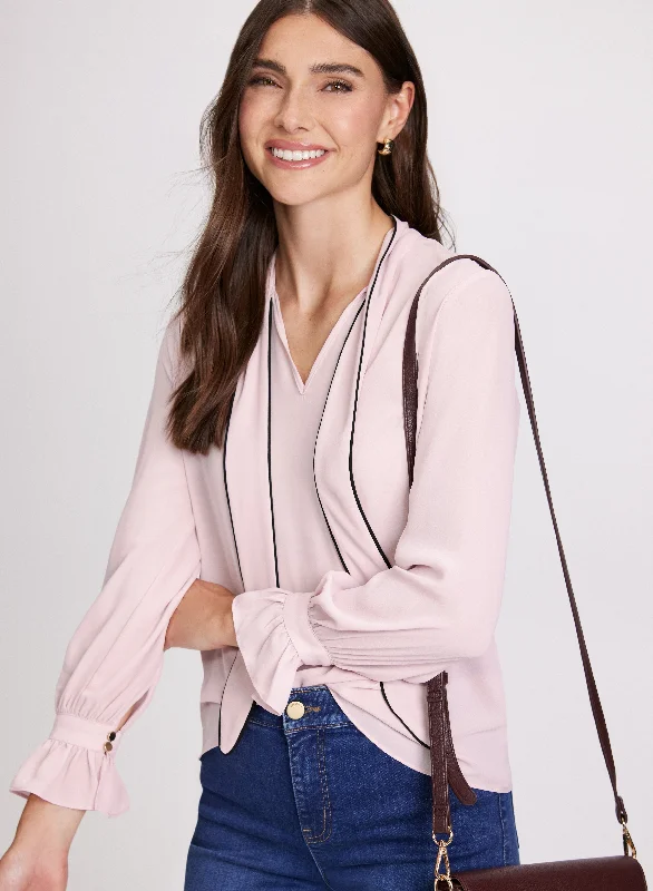 Tie Neck Long Sleeve Blouse