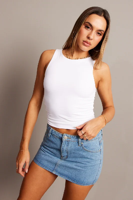 White Tank Top Ruched supersoft