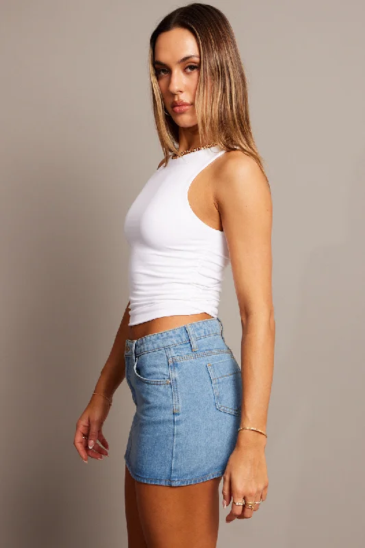 White Tank Top Ruched supersoft