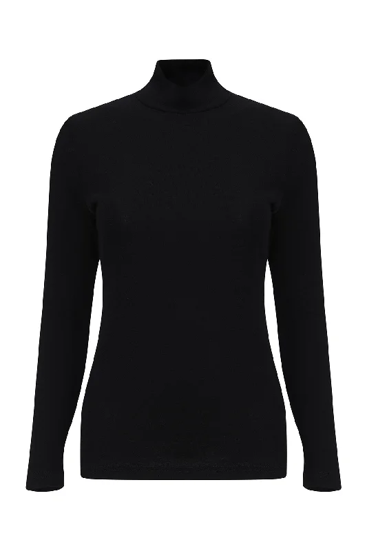 100% Merino Turtle neck Top | BLACK | 6512ZR