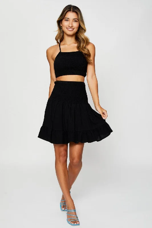 Black Cami Top Sleeveless Crop