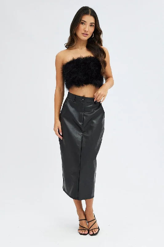 Black Feather Bandeau Top