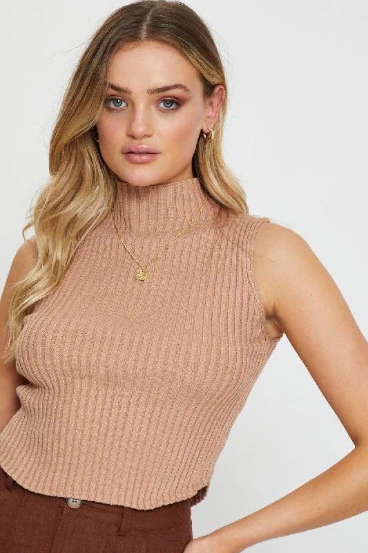 Brown Knit Jumper Long Sleeve