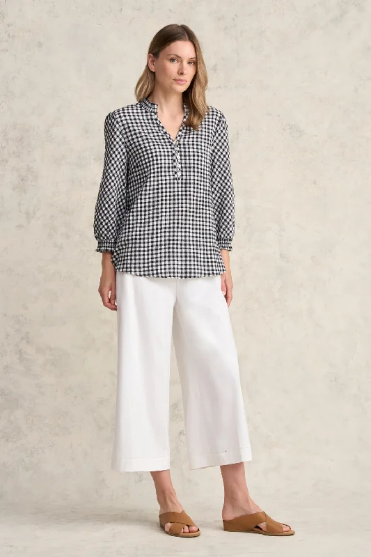 Cotton Gingham Blouse - Black & White Gingham