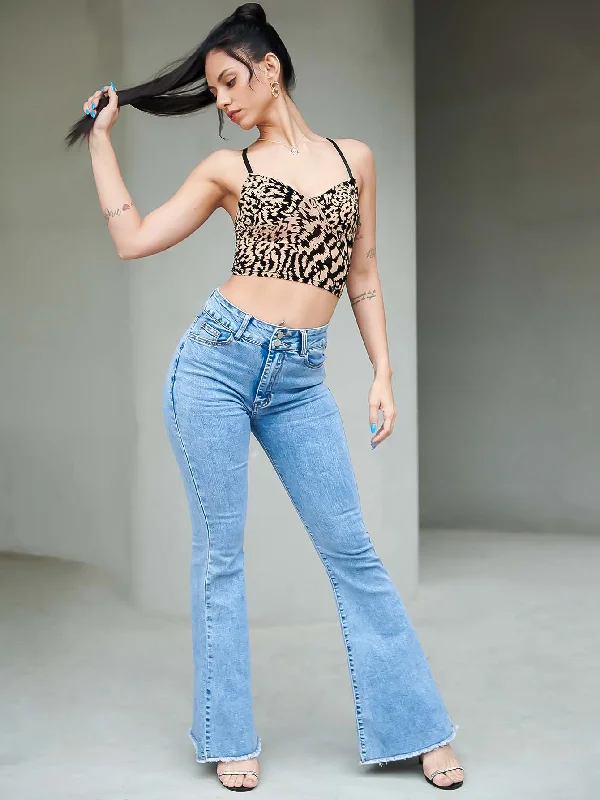 MegaBetty - Women Deeep V Neck Leopard Print Bralette Blouses V-Neck Tank Tops Crop Top