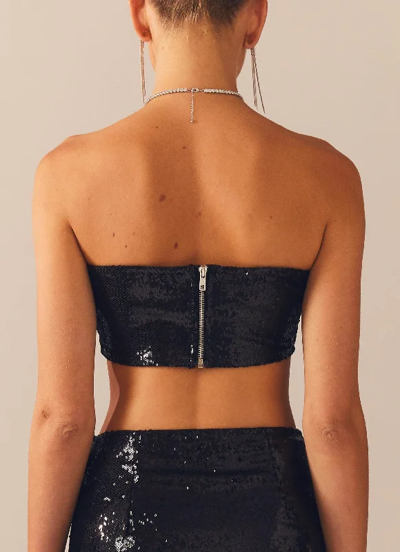 Emma Sequin Bustier - Black