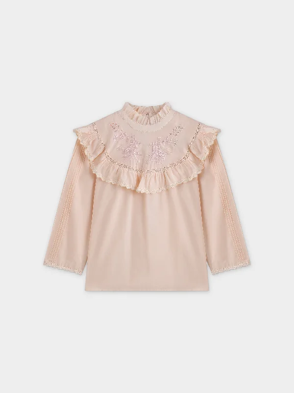 Eyelet Trimmed Blouse-Peach