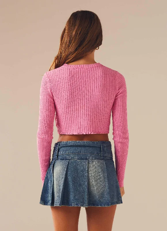 I'm Yours Crop Knit Top - Fuchsia