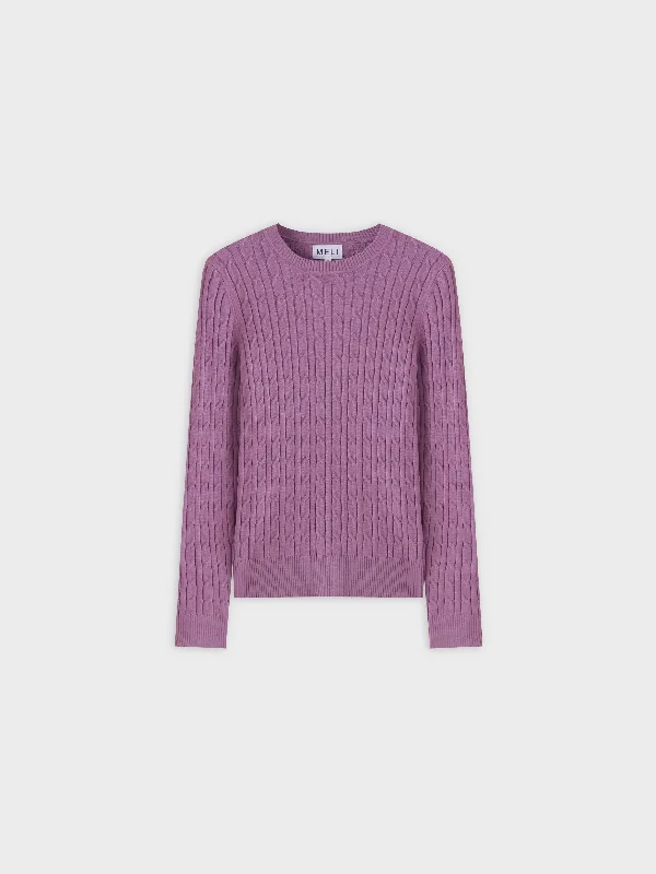 Knit Cable Sweater-Lilac