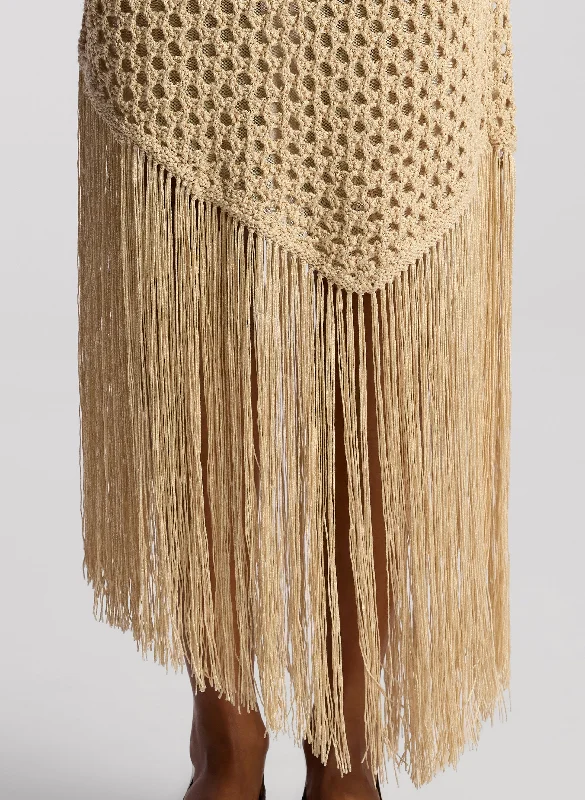 Leona Crochet Fringe Midi Skirt