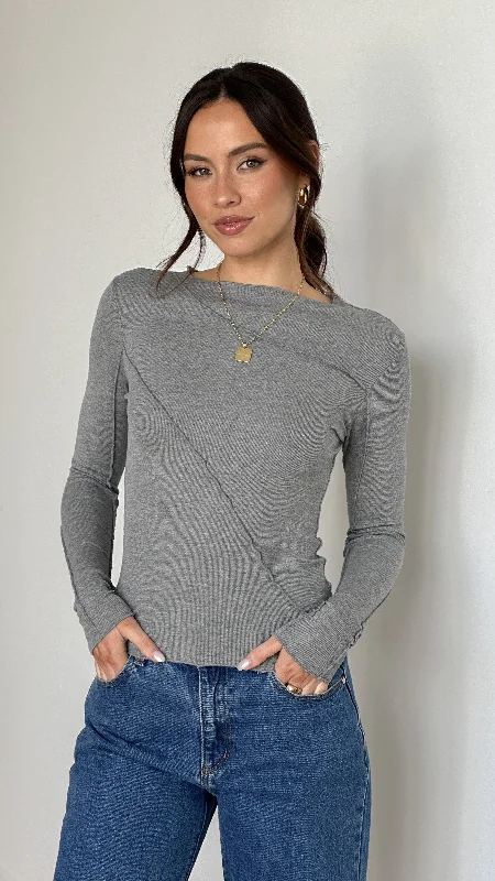 Leya Long Sleeve Top - Grey