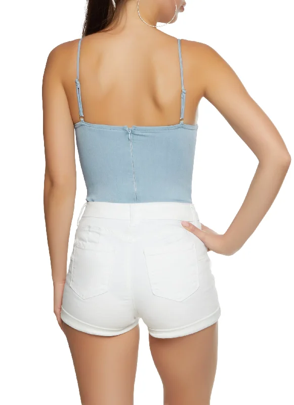 Denim Padded Bustier Bodysuit