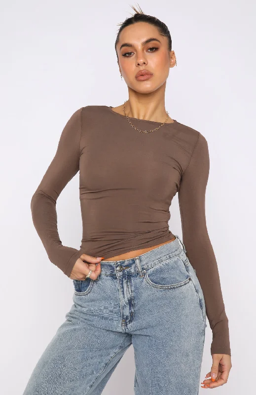 Only For Tonight Long Sleeve Top Mocha