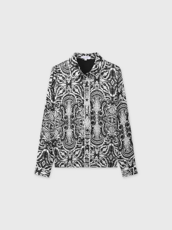 Piped Blouse-B/W Paisley