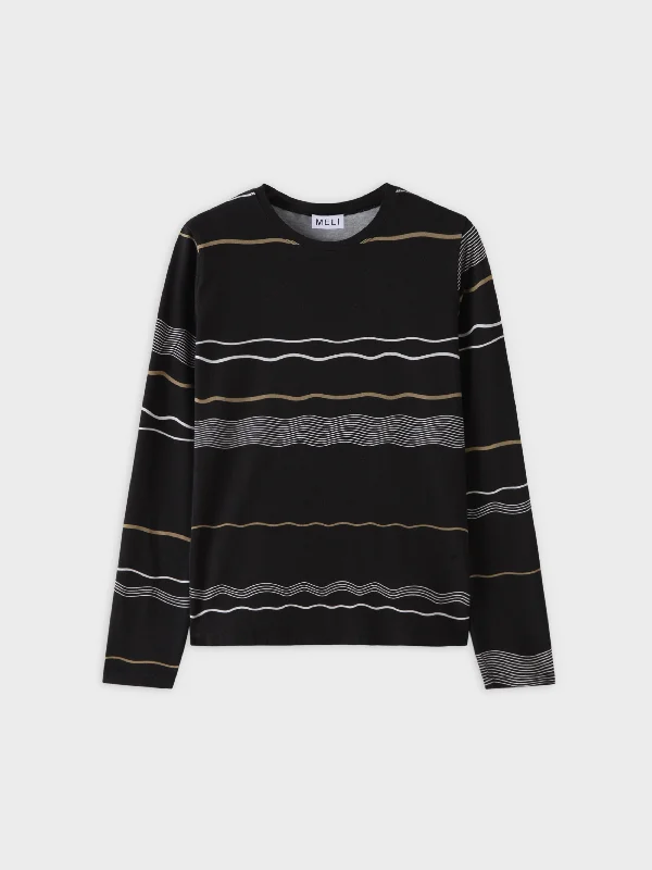 Printed Modal Tee-Wave Stripe