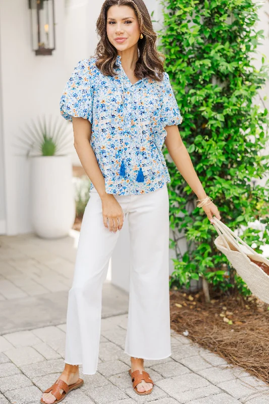 Remember You Well Blue Floral Blouse