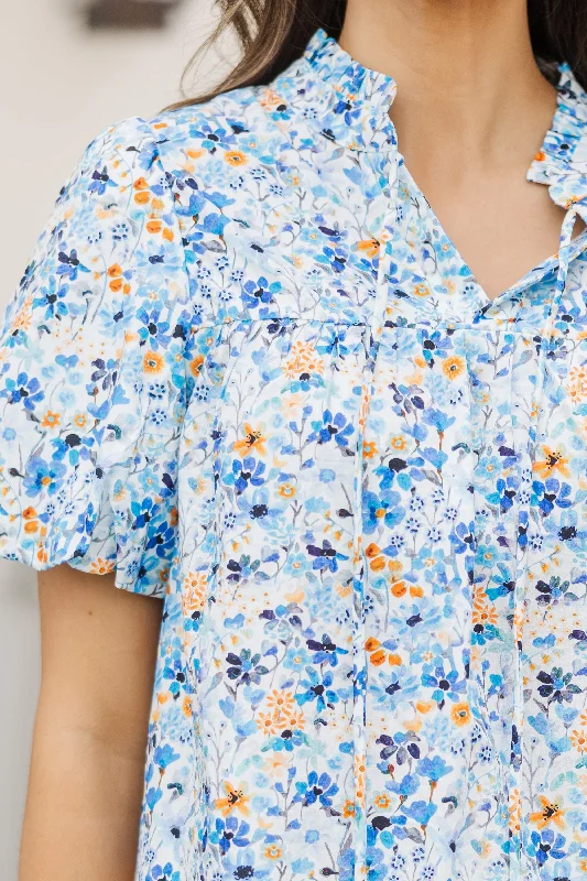 Remember You Well Blue Floral Blouse