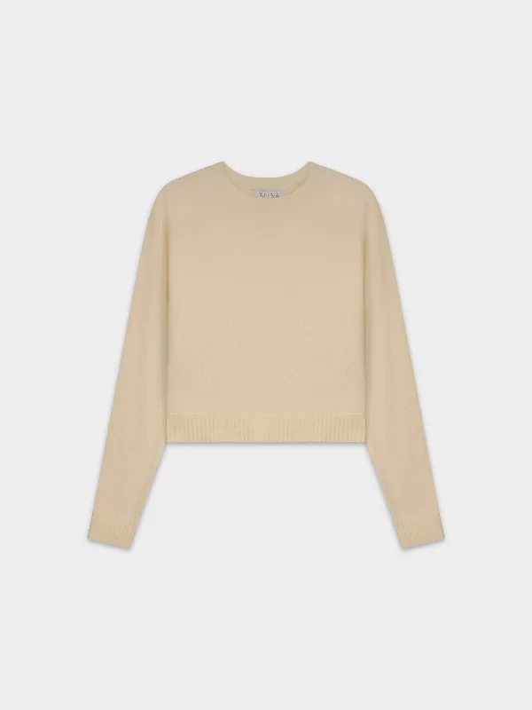 RIBBED BAND SWEATER-CREAM