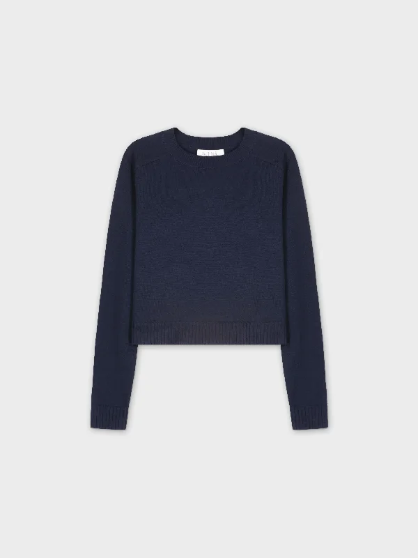 RIBBED BAND SWEATER-NAVY