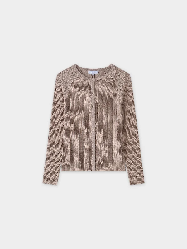 Ribbed Knit Cardigan-Tan