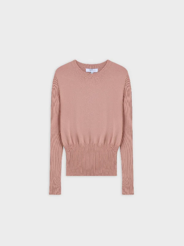 RIBBED WAISTED SWEATER-PEACH