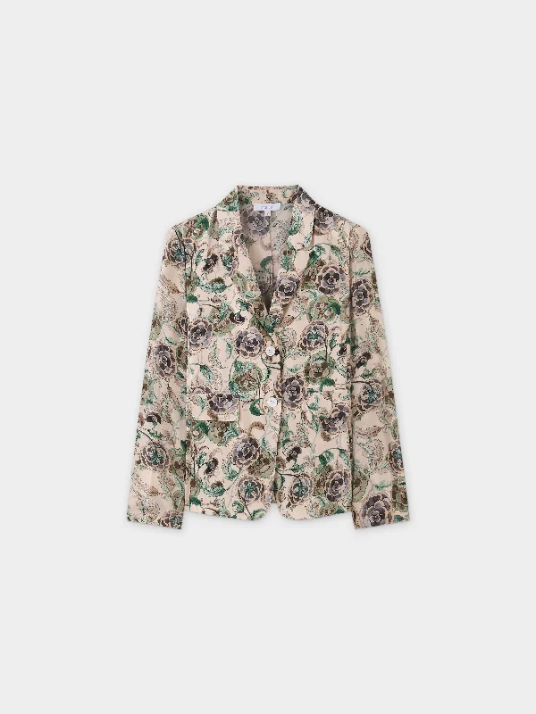 Satin Blazer-Floral