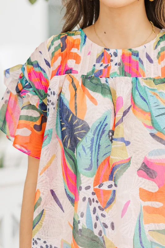 Start The Day Multi-Colored Tropical Blouse