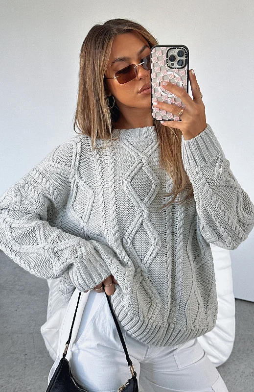 Strong Attraction Knit Sweater Grey