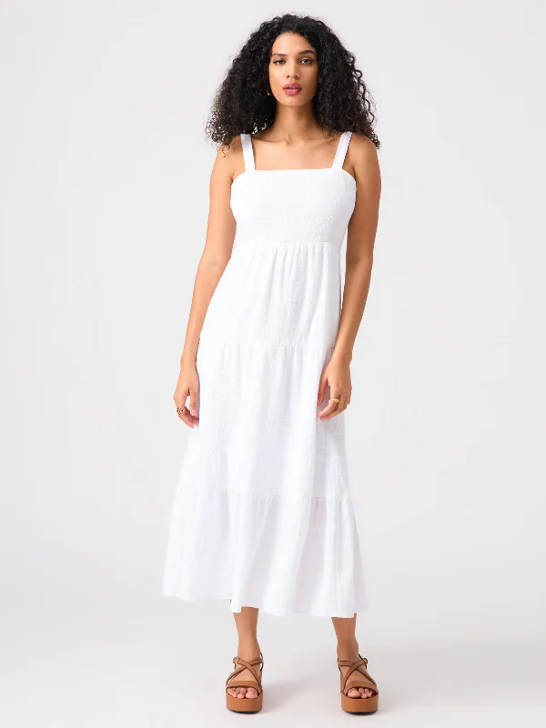 Watching Sunset Tiered Midi Dress White