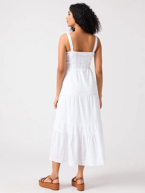 Watching Sunset Tiered Midi Dress White