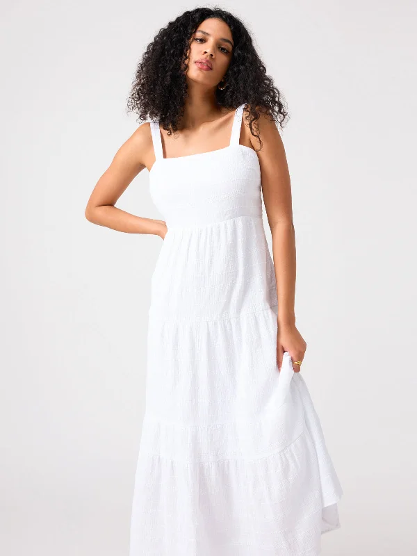 Watching Sunset Tiered Midi Dress White