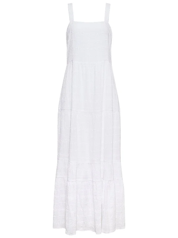 Watching Sunset Tiered Midi Dress White