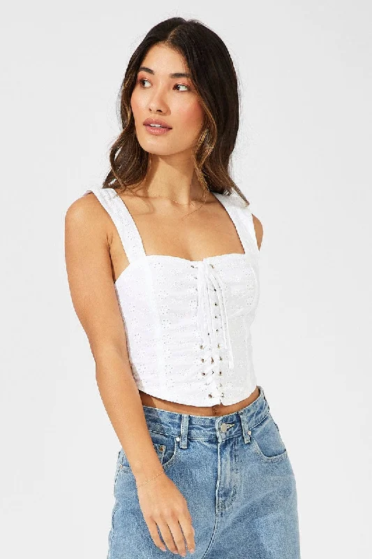 White Corset Top Front Tie