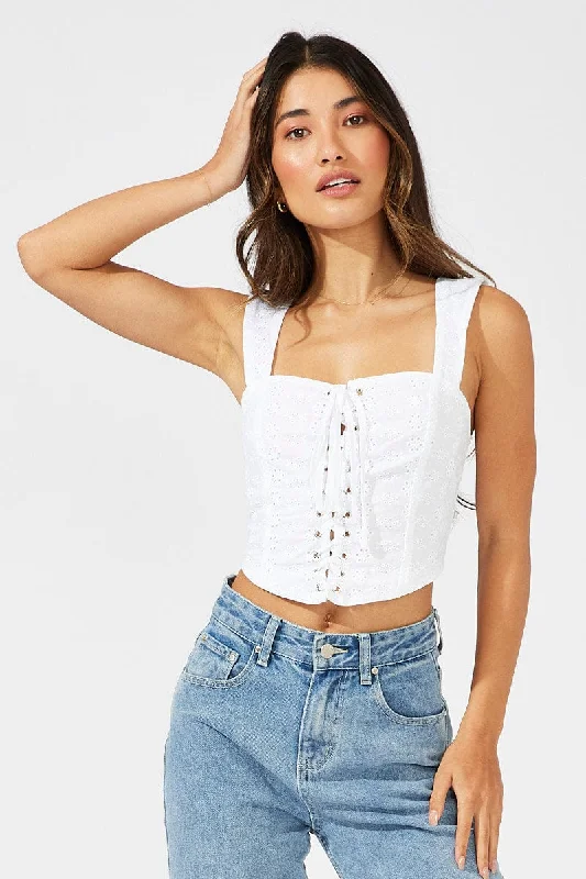 White Corset Top Front Tie