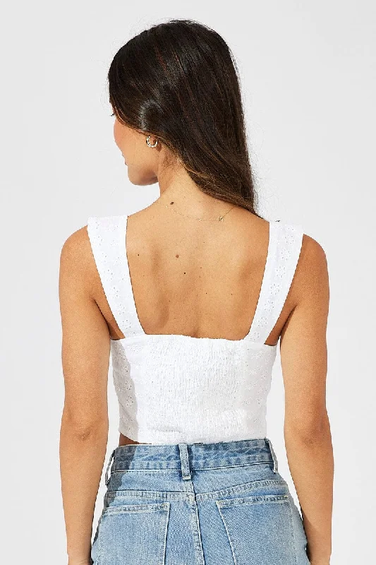 White Corset Top Front Tie