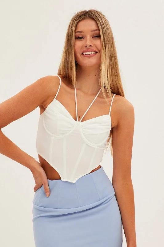 White Ruched Corset Top