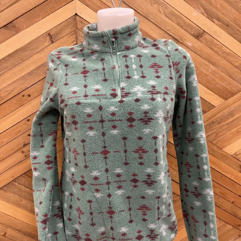 WOODS - Women's Patterned 1/4-Zip Fleece - MSRP $60: green/purple-women-XS