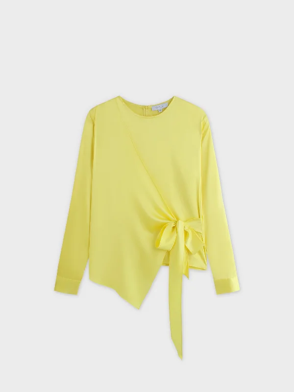 Wrap Satin Top-Yellow