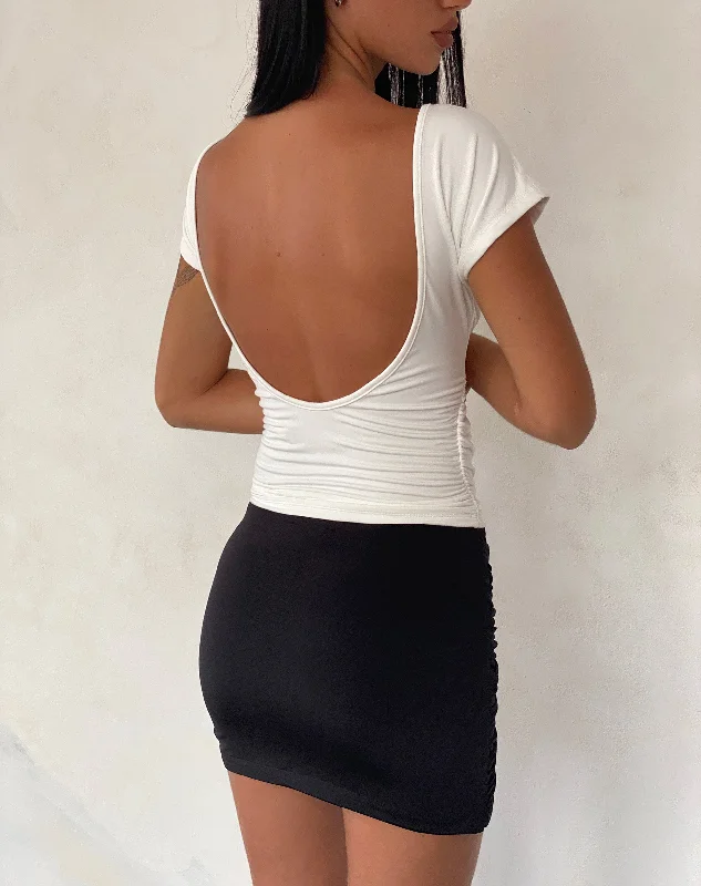 Xareni Ruched Backless Top in Ivory