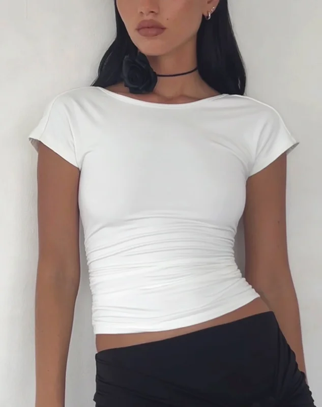 Xareni Ruched Backless Top in Ivory