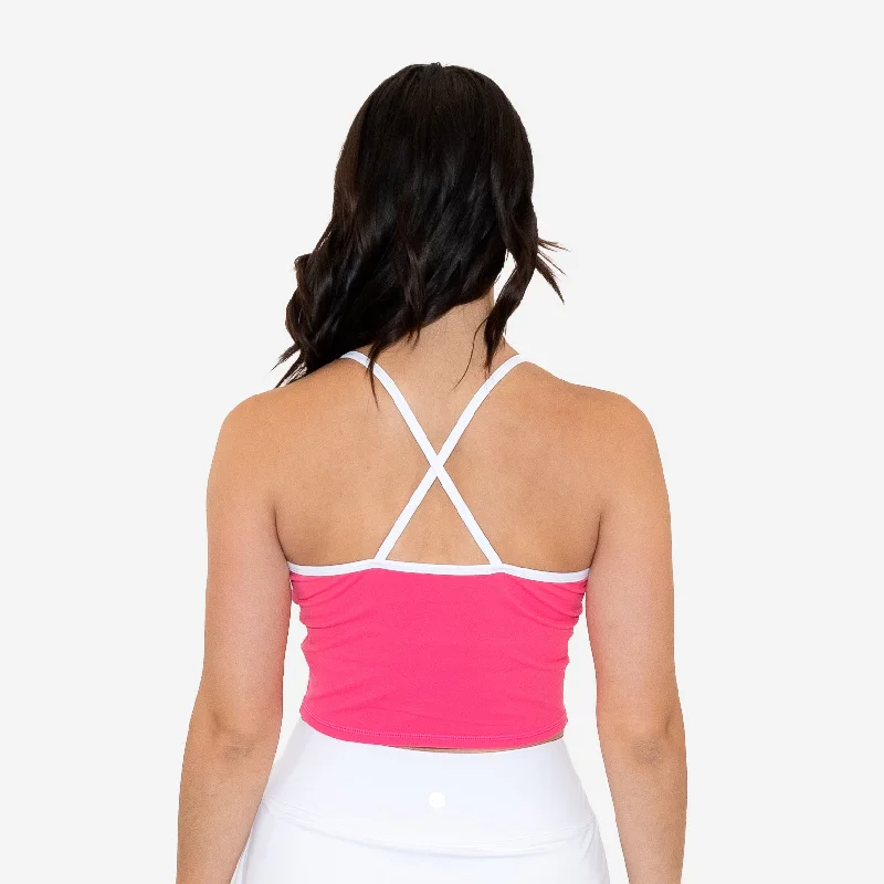 Sculpt Ava Crop Top - Dragonfruit / White