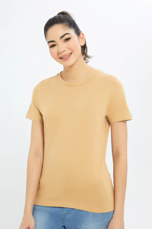 Women Brown Short Sleeve T-Shirt