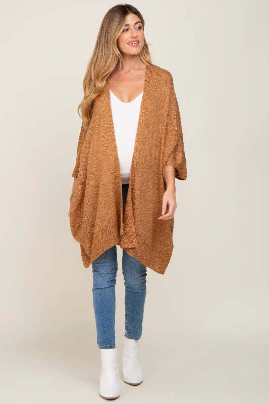 Camel Knit Open Front Maternity Cardigan