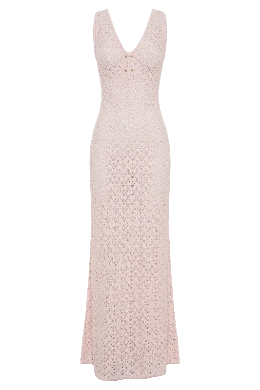 Carter Crochet Sleeveless Maxi Dress - Powder Pink