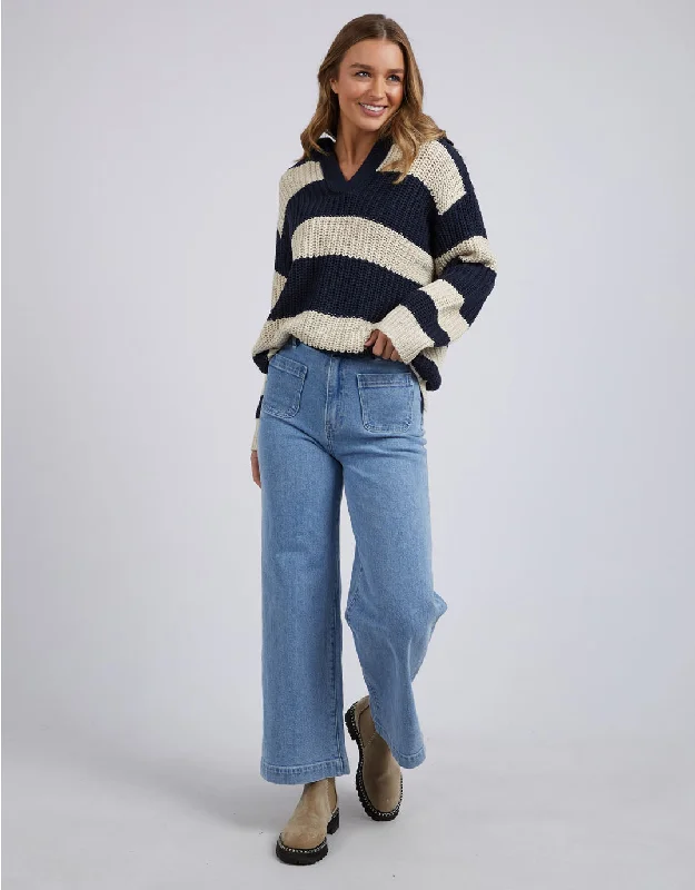 Estella Stripe Knit - Navy & Off White